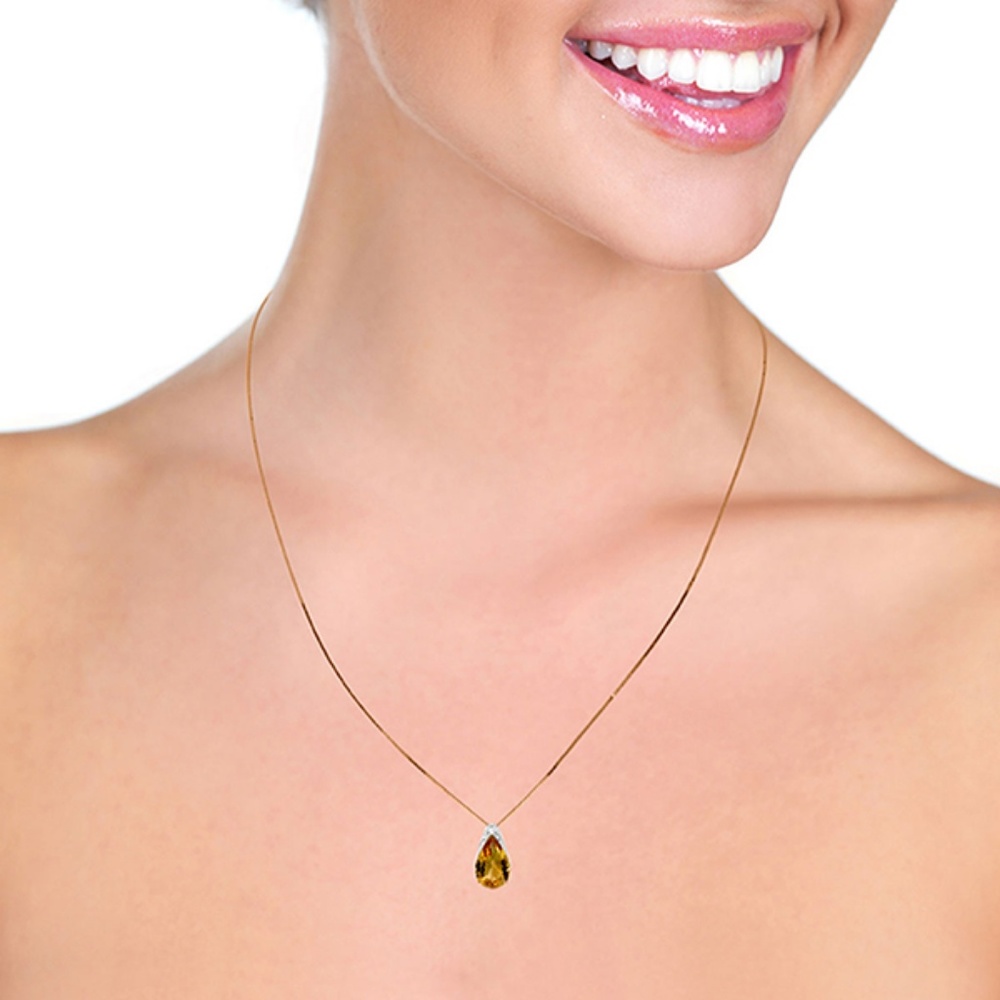 14K. SOLID GOLD NECKLACE WITH NATURAL CITRINE - Picture 2 of 7